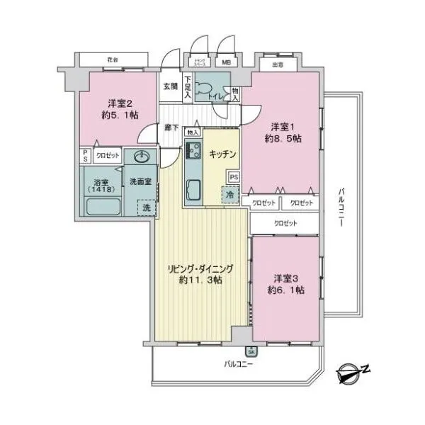ダイアパレスグランデージ千住大橋 間取図