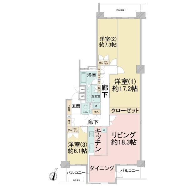 ラシェール鎌倉岡本ハイライズ 間取図