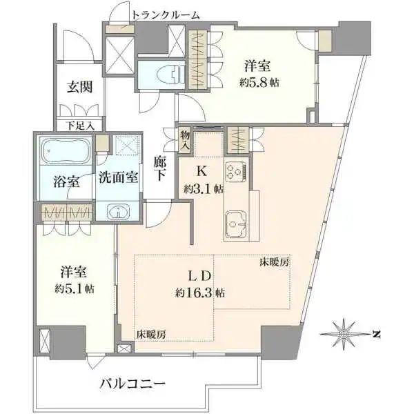プラウドタワー北浜 間取図