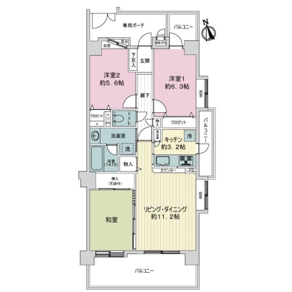 ライオンズガーデン武蔵関公園壱番館 間取図
