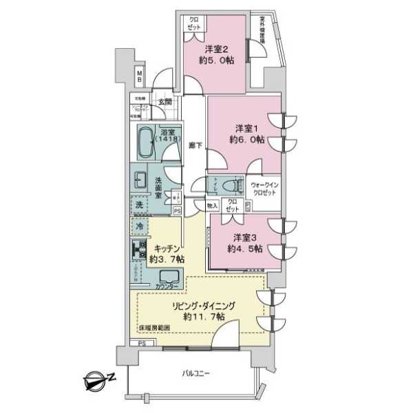 ライオンズ横濱仲町台ヴィアーレ 間取図