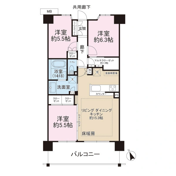 ル・サンク戸塚ブランシエラ 間取図