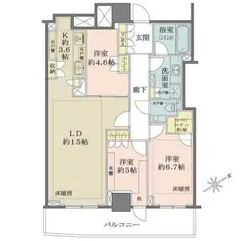 分譲時プレミアム仕様の最上階南東向き住戸。壁はエコカラットが使用されています。