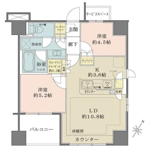 BELISTA横浜四番館 三方角住戸ならではの風通しの良さと豊富な収納が魅力。ゆとりある南東向きバルコニーがございます。
