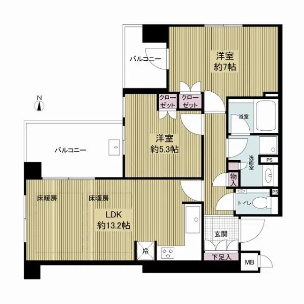 ファインフラッツ京都御苑 2LDK・北西角部屋