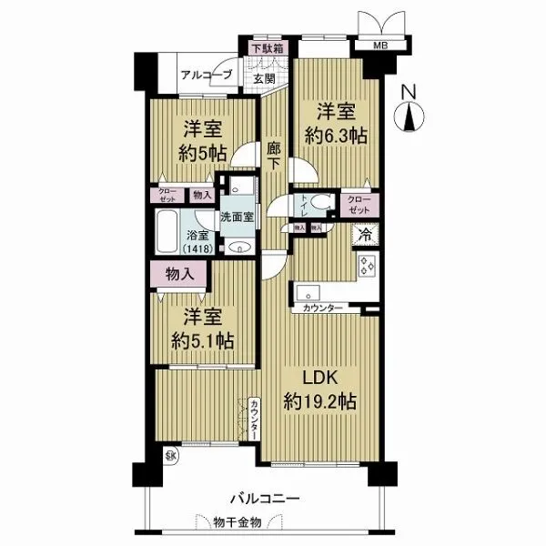 デルパ醍醐 5階・3LDK・南向きで陽当り通風良好♪