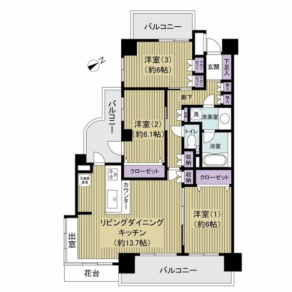 横浜東寺尾パーク・ホームズ 間取図