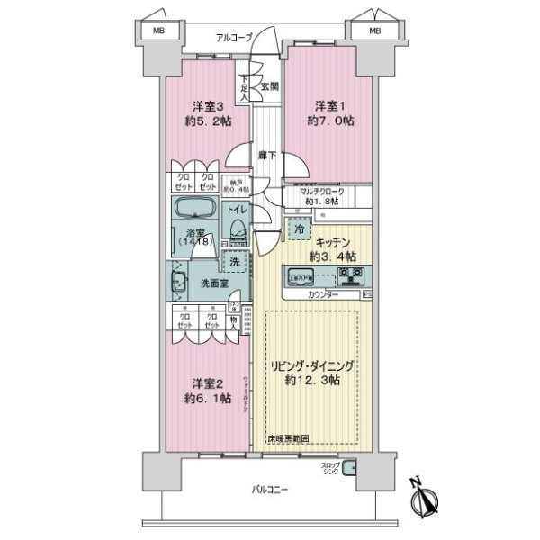 グランマークスツインフォートＢ棟 間取図
