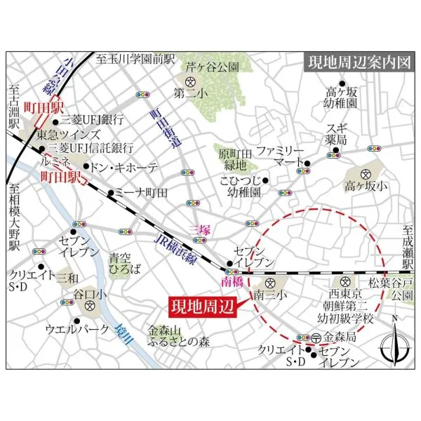 町田市金森東1丁目 現地周辺案内図