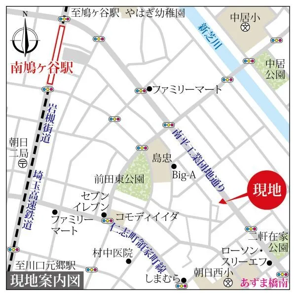 川口市南鳩ヶ谷4丁目 現地案内図