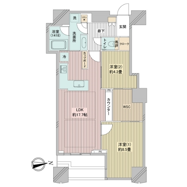富久クロス コンフォートタワー 間取図