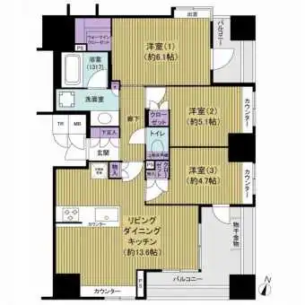 全居室収納つき、独立性の高い３LDK