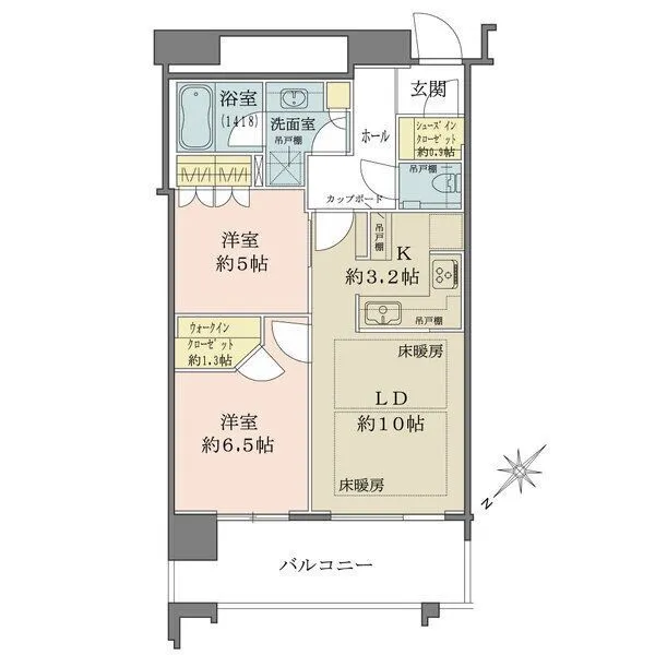 スカイズタワー&ガーデン ウォークインクローゼット、シューズインクローゼット、カップボードのある収納豊富な2LDK
