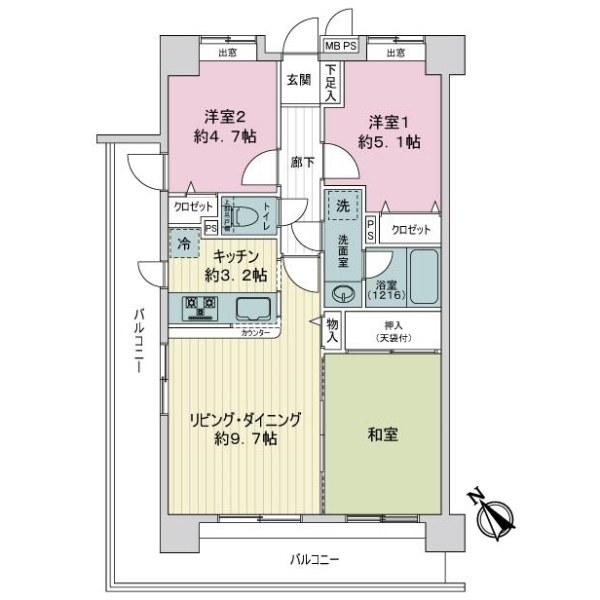 ライオンズマンション京王永山 間取図