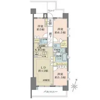6階部分の南東角住戸のため、陽当たり・眺望良好です。