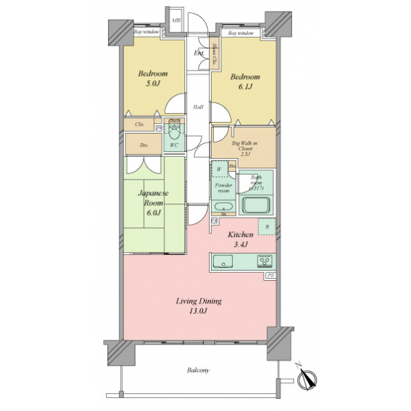 クレストフォルム亀戸ビューフォート 間取図