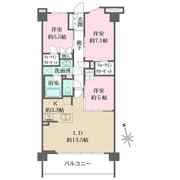 レーベン横浜山手 ONE WARD COURT 間取図