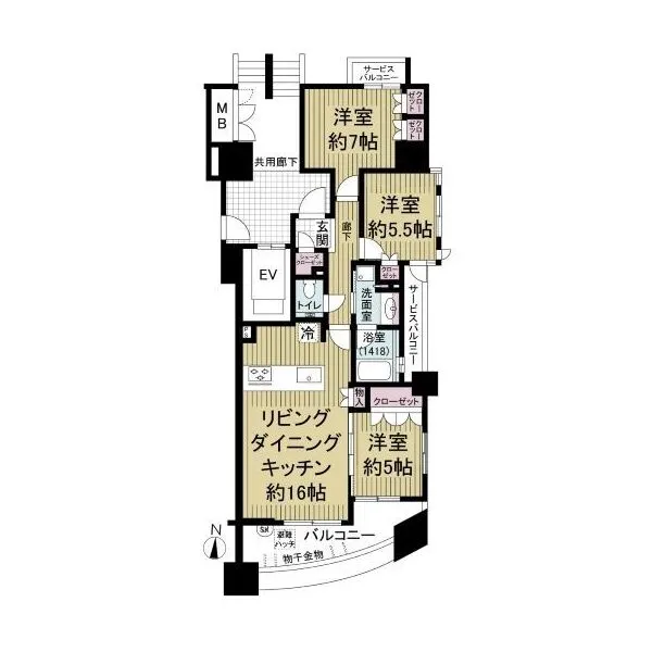 プレティナレジデンス橦木町 壁芯75.82m2