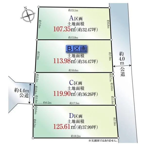 茅ヶ崎市中島 （全体区画図）対象地：B区画