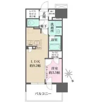 陽当り・通風・眺望良好な9階住戸。キッチンは使い勝手の良いセミオープンタイプ。収納も各所に充実。