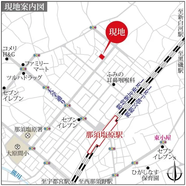 那須塩原市沓掛3丁目 周辺地図