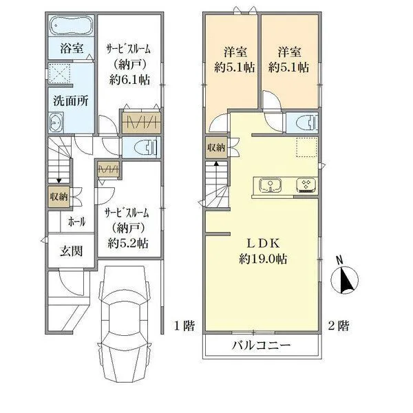 川崎市宮前区鷺沼１丁目 建物プラン例 (間取り図)