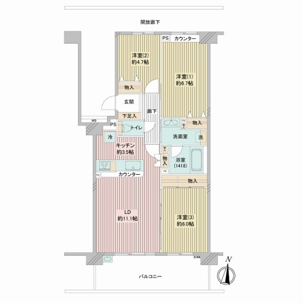 ヴィルヌーブ南浦和サウスコート 間取図