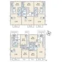 宇都宮市ゆいの杜６丁目 D棟間取図〔2LDK×2戸・1LDK×3戸〕
