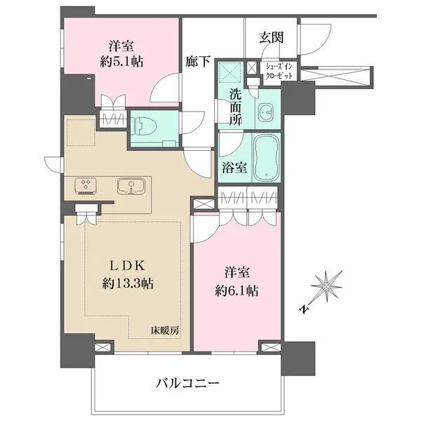 ザ・パークハウスアーバンス東五反田 全居室5帖以上・収納付、SICを備えた使いやすい間取り