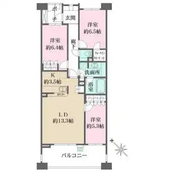 陽当り良好な南西向き。ウォークインクローゼットなど、全居室に収納有り。玄関前にポーチがございます。
