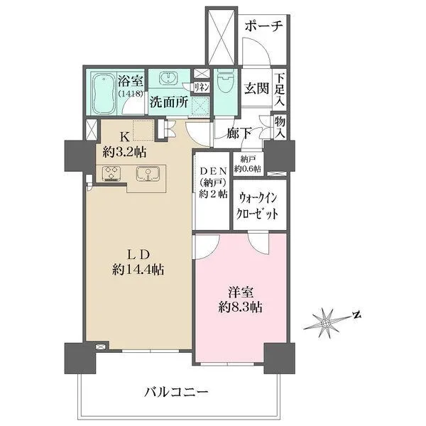 コットンハーバータワーズベイウエスト 陽当り・通風・眺望良好な19階南東向き住戸。ウォークインクローゼットやDEN(納戸)など収納充実。