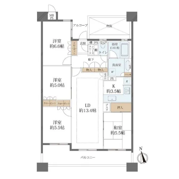 ライオンズマンション甲子園口ラルジュ弐番館 間取図