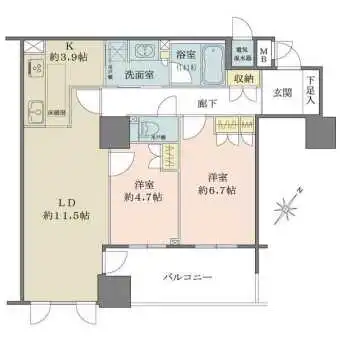 全居室が南東向きバルコニーに隣接。キッチン・洗面室・浴室を行き来しやすい、家事動線に優れた間取り。