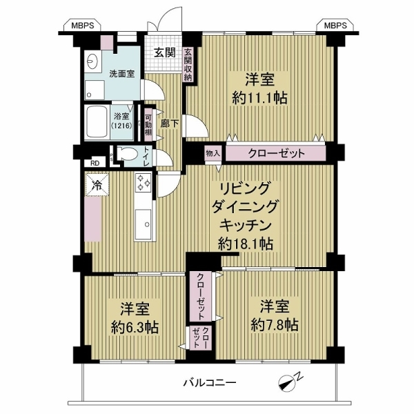 千里一条池スカイハイツＢ棟 間取図