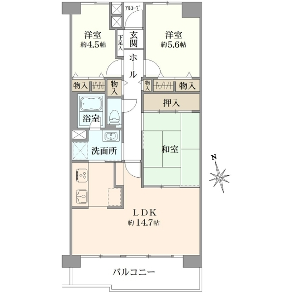 コープ野村府中武蔵野台３号棟 間取図