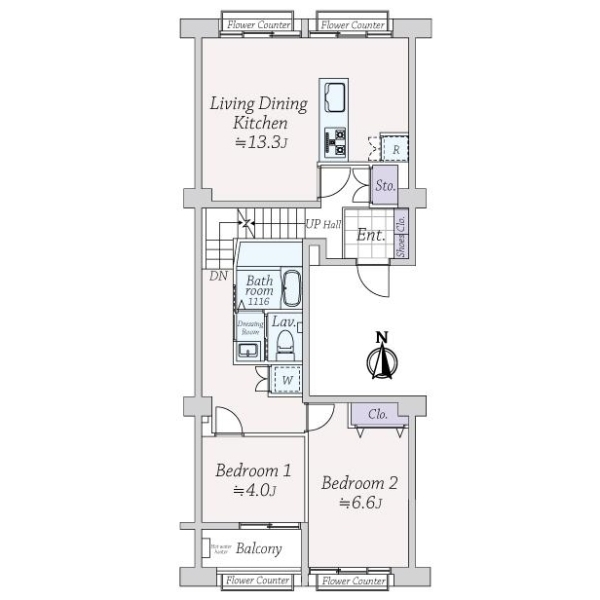 中津リバーサイドコーポＤ棟 間取図