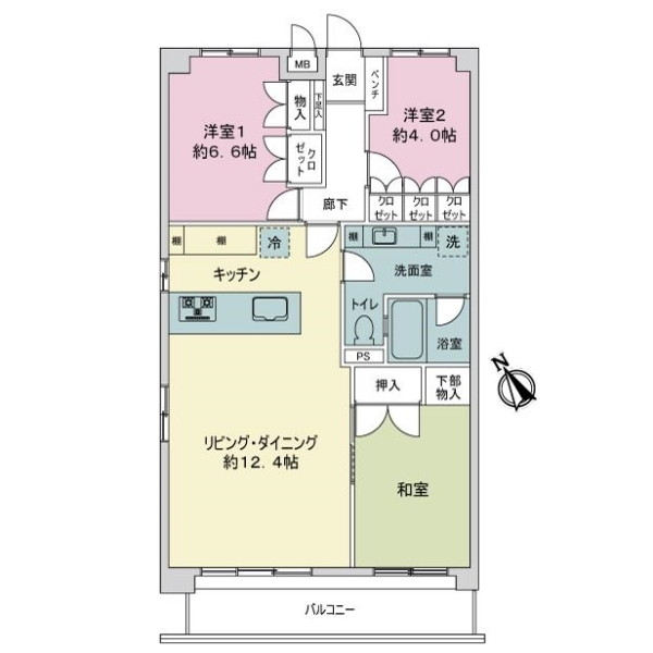 パーク・ハイム三鷹台Ｂ棟 間取図