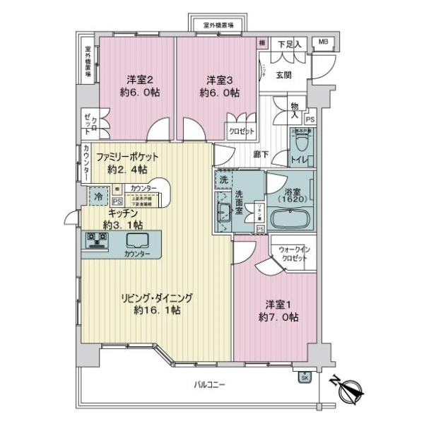 グランアジール都筑ふれあいの丘 間取図
