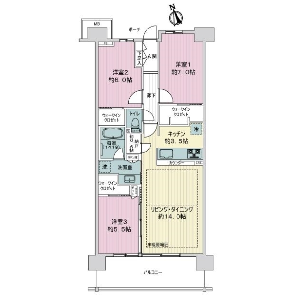 メガシティテラス１棟 間取図