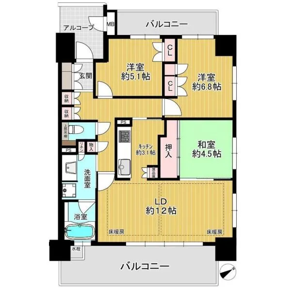 ルネレイクビュー・夕照の道 間取図