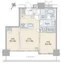 ブリリアタワー有明ミッドクロス １７階／北西向き／２ＬＤＫ／５４．９０平米　全居室バルコニーに面した間取りでございます。