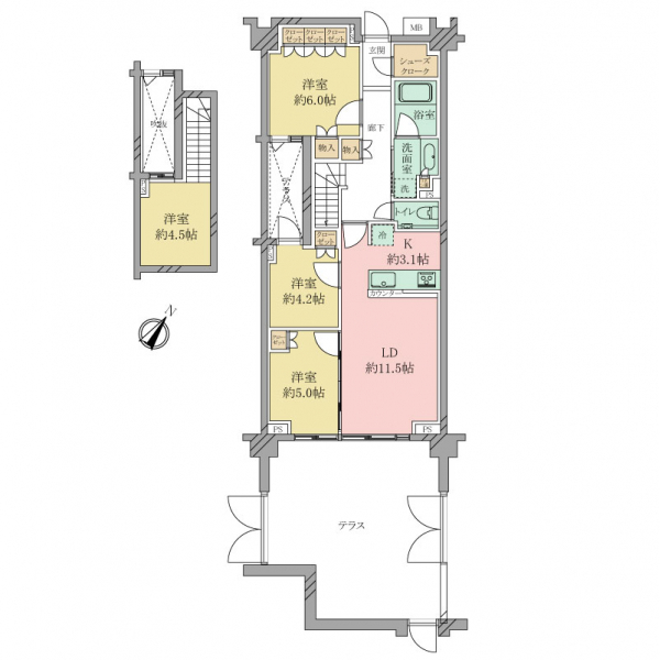 世田谷喜多見ザ・テラス 間取図