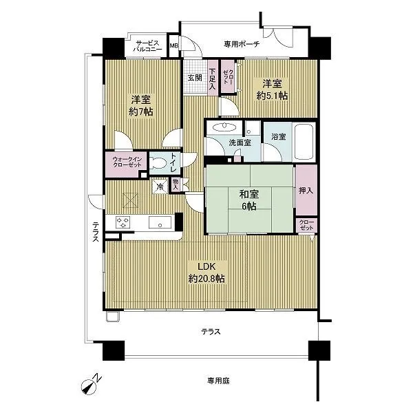 ロイヤルアーク上新庄 3LDK　専有面積84.71m2