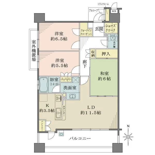 藤和今福鶴見ホームズオアシスコート 全居室収納付きの住まい。LDに和室が隣接しており、引き戸を開放すると続き間として使用が可能です。