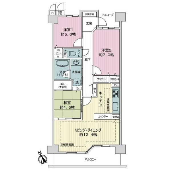 ライオンズマンション名西橋緑地 間取図