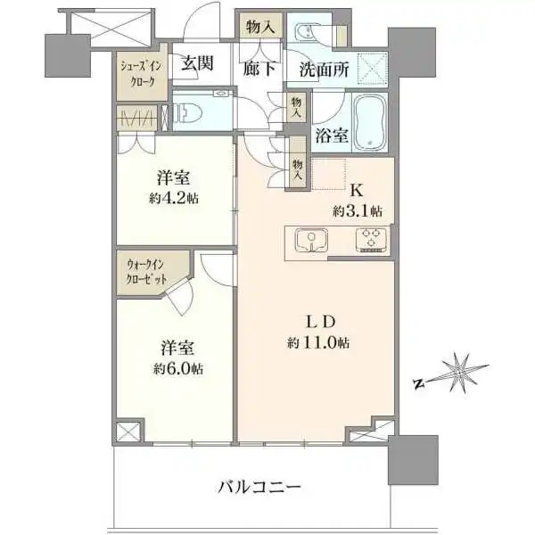 プラウドタワー武蔵小金井クロスイースト棟 間取図