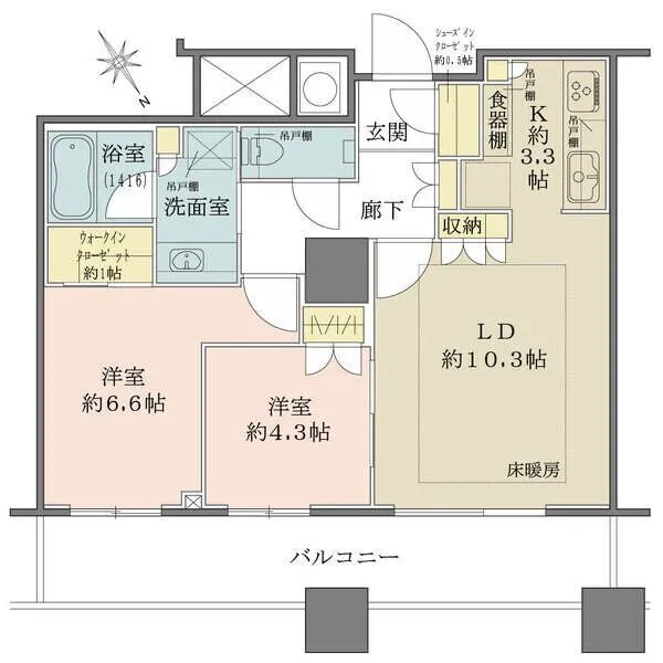 ザ・パークハウス西新宿タワー60 全室バルコニーに面したワイドスパン住戸です。室内に柱を少なくし、家具の配置がし易い設計。