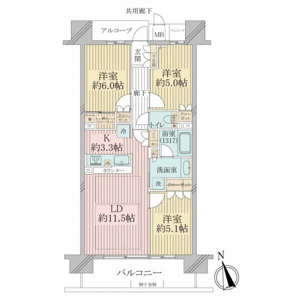 ジオ天六ツインタワーズＷＥＳＴ棟 間取図