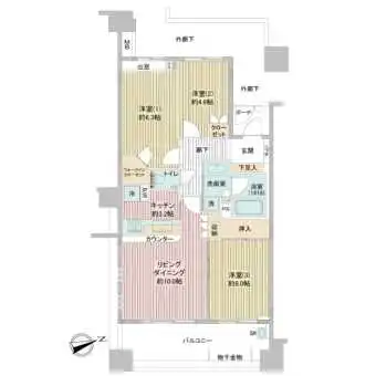使いやすい3LDKの間取りです。