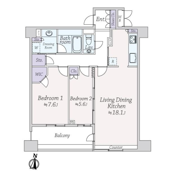 グレンパーク駒場ＷＥＳＴ 間取図